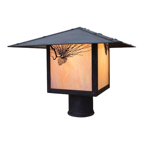 Arroyo Craftsman 12" Monterey Post Mount Without Overlay (Empty), Black, Rain Mist Glass MP-12ERM-BK
